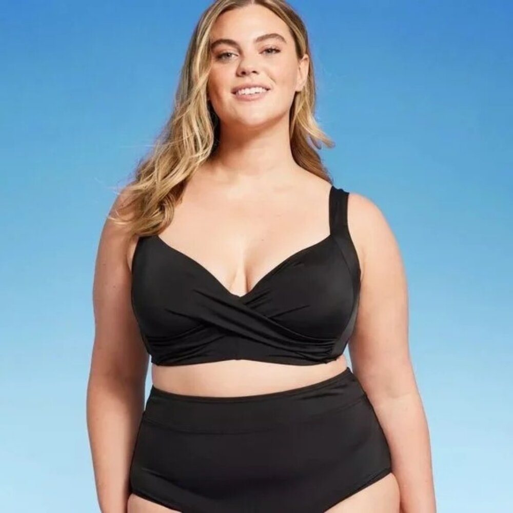 NEW Lands' End Women's UPF 50 Underwire Twist-Front Bikini Top - Size 12